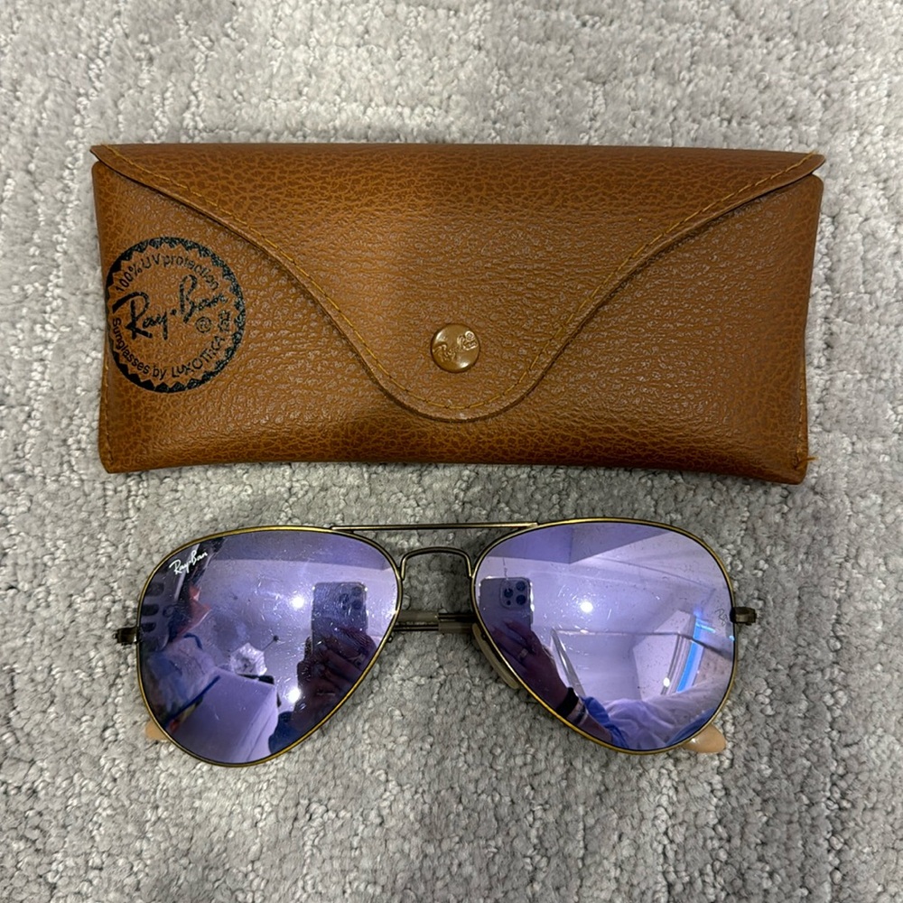 Ray Ban purple aviator sunglasses 55mm